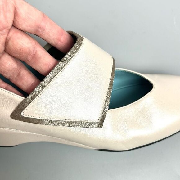 Thierry Rabotin Abra Mary Jane Shoes Leather low Wedge Off White EUR 41 US 10,5 - Picture 5 of 14